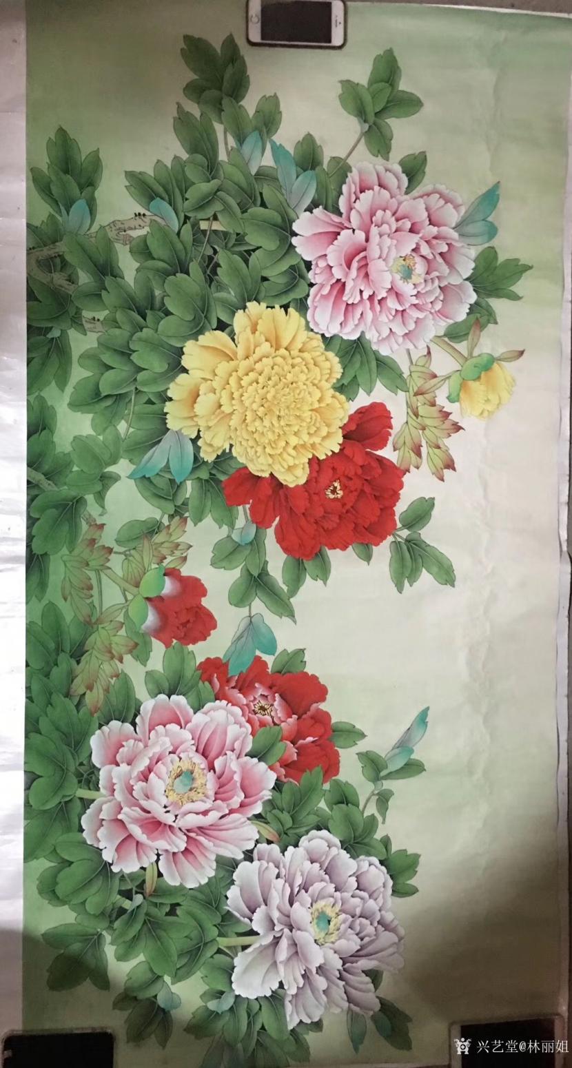 林丽姐国画作品《花开富贵》
