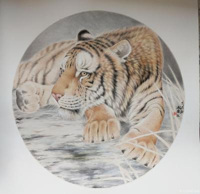 于永强日记-最近作品，50.50  山君，软卡，中秋临近，提前祝福朋友们，中秋快乐。【图1】