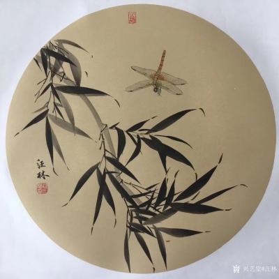 汪林日记-新作国画工笔《知了》，尺寸60×60CM，《蜻蜓》，尺寸60×60CM，请欣赏【图1】