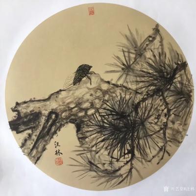 汪林日记-新作国画工笔《知了》，尺寸60×60CM，《蜻蜓》，尺寸60×60CM，请欣赏【图2】