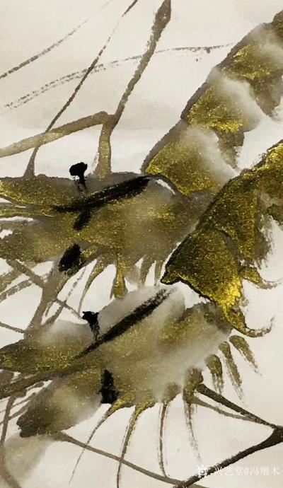 冯增木日记-调施金粉绘画兰草《香风雅气》，虾蟹《和安无争》，试验中！四尺斗方。【图6】