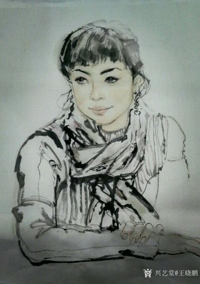 王晓鹏日记-国画《陕西姑娘》——2013年在宝鸡好猫集团的人物写生。感悟分享:自己隔几年就老【图1】