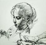 王晓鹏日志-人物速写作品《吴海兰同志在玩手机》，速写与于2018年8月，【图4】