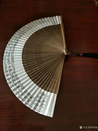 李明成日记-扇面书法作品尝试，一行字两个平面，不应手，中途2次想放弃，惟恐心亏对做扇人。在扇【图3】