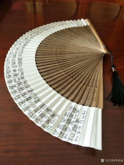 李明成日记-扇面书法作品尝试，一行字两个平面，不应手，中途2次想放弃，惟恐心亏对做扇人。在扇【图4】