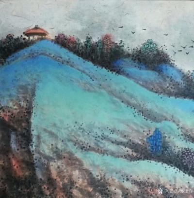 孙逢春日记-国画彩墨山水画《江流天地外，山色有无中》，尺寸2000X500mm，采用王维诗意【图4】