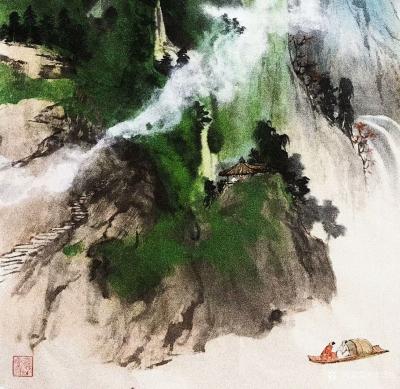 张近生日记-最新原创泼墨彩色国画山水画《秋宵月色胜春宵，万里天涯静寂寥。近来数夜飞霜重，只畏【图3】