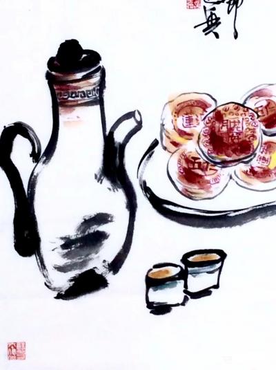 龚光万日记-中秋之际作国画《月是故乡明》，祝福我国内、外朋友中秋佳节快乐！事业兴旺！家庭幸福【图1】