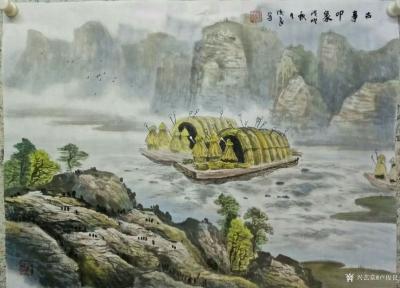 卢俊良日记-近期作品，国画山水画《古事印象》尺寸50x70cm，《春醉山乡》尺寸190x24【图1】