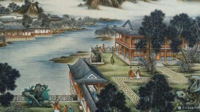 李伟华日记-这幅界画稿己做了多年，画画停停，六七年了，近段时间在中山广场那边己做好了。界画又【图1】