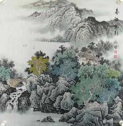 谷风日记-国画山水画近期作品5幅《春江水平》，《春江帆影》，《绿潭映云》，《金秋神韵》，《【图2】