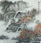 谷风日志-国画山水画近期作品5幅《春江水平》，《春江帆影》，《绿潭映云【图4】