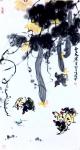 龚光万日志-国画写意花鸟画《  丝瓜  • 鸡雏 》，附局部图，尺寸四尺【图1】