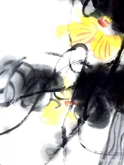 龚光万日记-国画写意花鸟画《  丝瓜  • 鸡雏 》，附局部图，尺寸四尺68x138厘米。【图6】