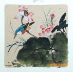 赵仲谋日志-晒一组国画花鸟画小品，荷花配翠鸟图，荷花配蜻蜓图，文竹配飞鸟【图1】