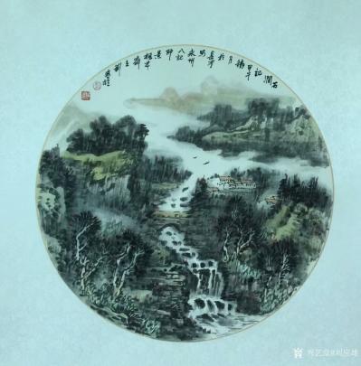 刘应雄日记-刘应雄「永州八记」团扇国画山水画作品欣賞:《小石潭记》，《始得西山宴游记》，《钴【图5】