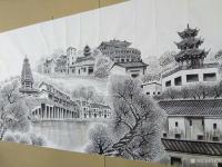 艺术家肖业炎日记:正在创作工笔建筑群百米长卷作品:深圳古城建筑，图为深圳市布吉【图5】