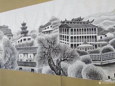 肖业炎日记-正在创作工笔建筑群百米长卷作品:深圳古城建筑，图为深圳市布吉的“甘坑小镇”，分享【图7】