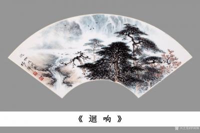 罗树辉日记-一批国画山水扇面集中看《黄山人字瀑》、《远眺》、《迥响》、《松鹤寿》、《灵猴观海【图4】