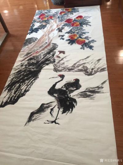 周鹏飞日记-今日节中创作丈六巨作，虽劳筋动骨、但自怡欣乐于心中⋯谁来陪茶共乐？宋庄艺术馆。
【图1】