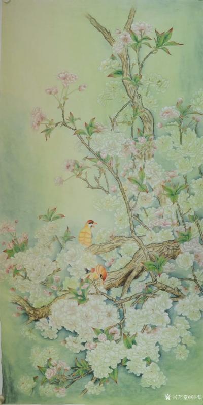 韩梅日记-新作工笔花鸟画《繁花似锦》，尺寸四尺整张68x138cm，附局部图，请欣赏，手工【图4】