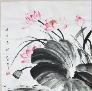 艺术品图片：艺术家李振军国画作品名称《映日荷花》价格480.00 元