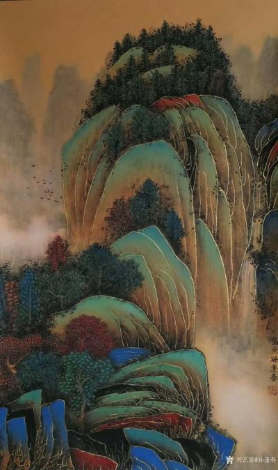 孙逢春日记-国画彩墨工笔山水画《绿水青山寂无声 》，《湖山积翠图 》，《燕山听鸣图 》，《湖【图1】