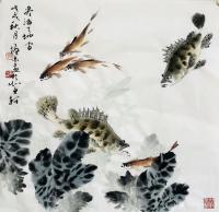 艺术家冯增木日记:近作四尺斗方彩鱼一宗，请品鉴！【图0】