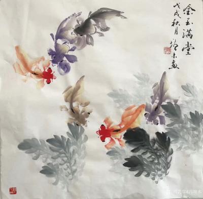 冯增木日记-近作四尺斗方彩鱼一宗，请品鉴！【图4】