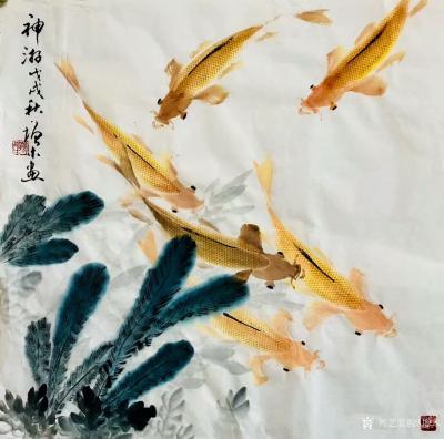 冯增木日记-近作四尺斗方彩鱼一宗，请品鉴！【图5】