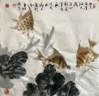 冯增木日记-近作四尺斗方彩鱼一宗，请品鉴！【图8】