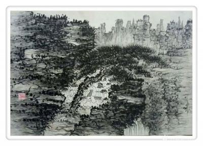 杨振华日记-国画山水画新作两幅《松瀑琴声》，《溪山归隐》，尺寸60*80cm，请欣赏【图1】