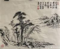 艺术家刘玉坚日记:国画山水画近作《江岸墜葉浮秋水，逺山寒色帶夕阳》，
第二幅【图0】