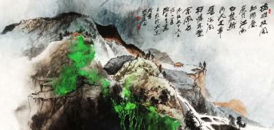 张近生日记-国画彩墨山水画作品《红枼醉秋山》，《扬雄投阁动微尘,庚信江南白发新。何必文章惊海【图1】