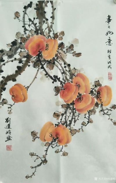 刘建岭日记-国画花鸟画柿子系列作品《事事如意》，三幅，尺寸四尺三裁45x68cm,请欣赏，欢【图4】