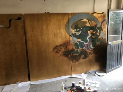 周海波收藏-壁画《风神与雷神》大功告成！从初稿到成品作历尽两月！准备安装于，澳门扎哈设计的酒【图2】
