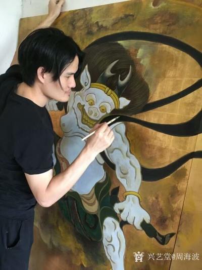 周海波收藏-壁画《风神与雷神》大功告成！从初稿到成品作历尽两月！准备安装于，澳门扎哈设计的酒【图3】