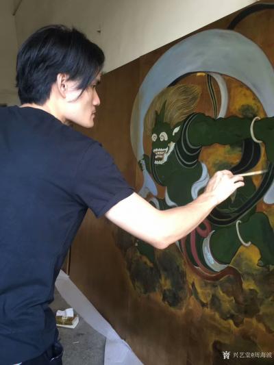 周海波收藏-壁画《风神与雷神》大功告成！从初稿到成品作历尽两月！准备安装于，澳门扎哈设计的酒【图5】