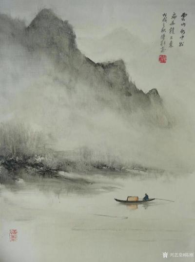 陈刚日记-国画山水画写生作品：《茫茫云海鸟知秋》，《白云深处有人家》，徐州画家在浙江永嘉古【图2】