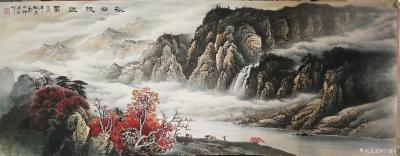宁建华日记-新作品《秋山牧归图》，吴老师定制的小六尺彩墨山水画，68×180cm，已完成，请【图1】