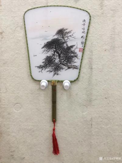 罗树辉日记-绢材扇《渔舟唱晚》，国画山水画，请欣赏【图2】