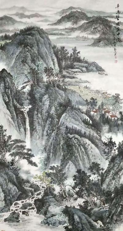胡宝成日记-国画山水画《云山清音》，尺寸六尺山水180*97cm。国画山水画《高山云海》，尺【图3】