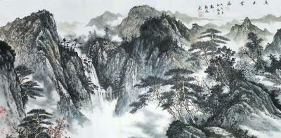胡宝成日记-国画山水画《云山清音》，尺寸六尺山水180*97cm。国画山水画《高山云海》，尺【图4】