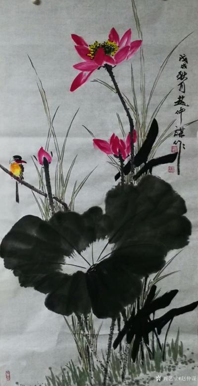 赵仲谋日记-国画花鸟画荷花近作，四尺68x138cm,，请欣赏。感悟分享：生活简单就迷人，人【图1】