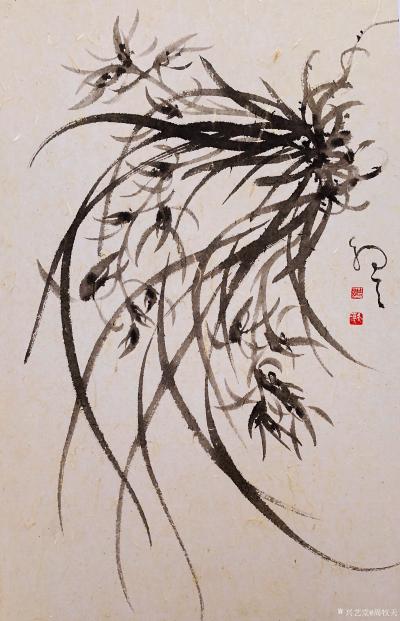 周牧天日记-周牧天国画兰花，20幅【图17】