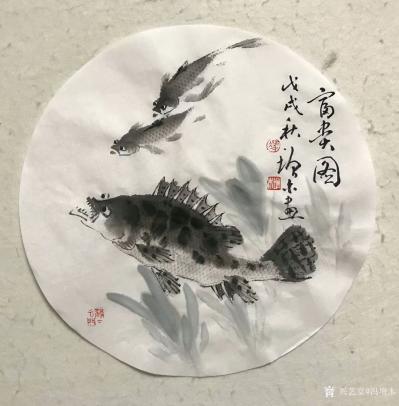 冯增木日记-近作小品斗方扇面国画鱼作品选发，《春风得意》，《富贵图》，《喜相逢》，《年年有余【图1】