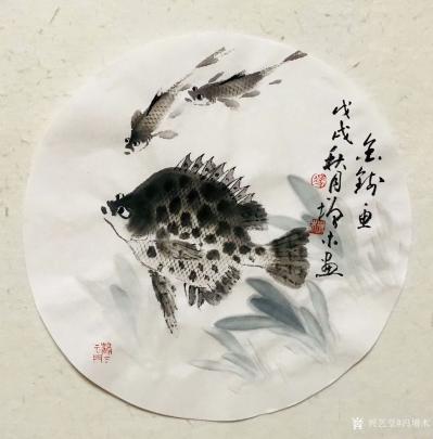 冯增木日记-近作小品斗方扇面国画鱼作品选发，《春风得意》，《富贵图》，《喜相逢》，《年年有余【图4】