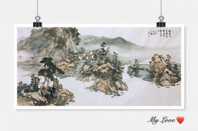 赵永利日记-国画山水画作品：《万事尽随流水， 一时同坐春风》，《九曲天游山抱水,万年日观岭为【图3】