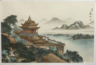 李伟华日记-界画：是以亭台楼宇，配上山水人物而成的一个画种。是一个比较特别画种。附近作以供欣【图1】