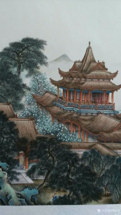 李伟华日记-界画：是以亭台楼宇，配上山水人物而成的一个画种。是一个比较特别画种。附近作以供欣【图2】